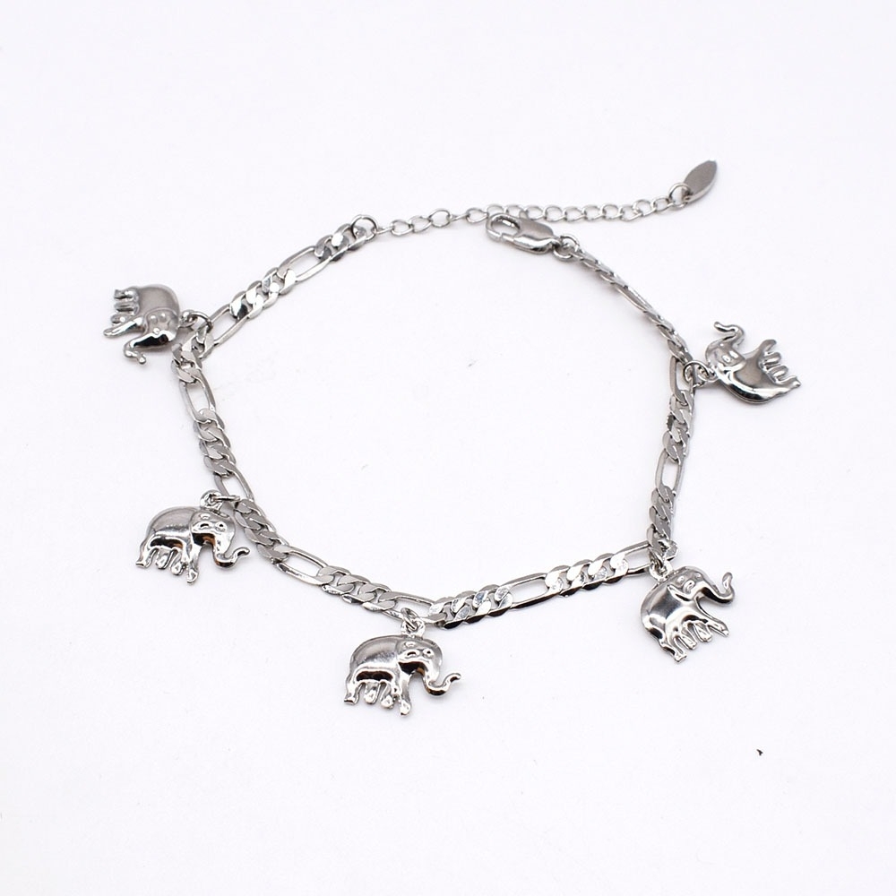 Chic Silver Elephant Charm Bracelet Anklet 10 Inches